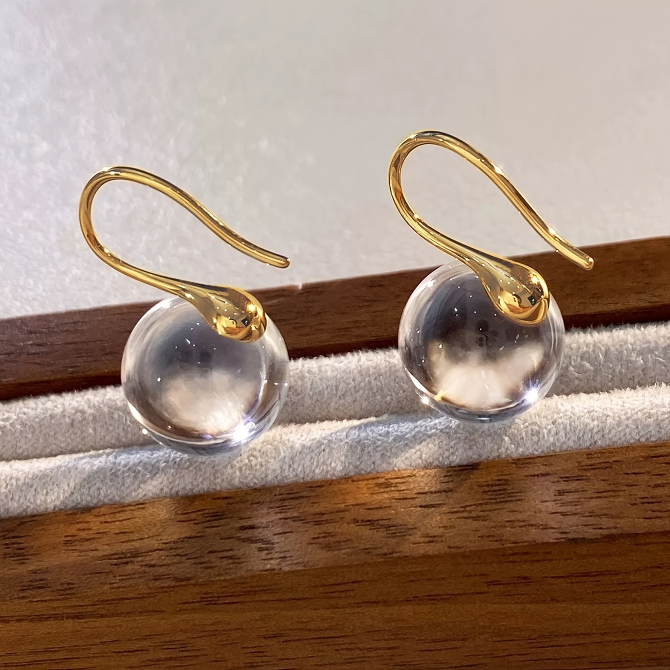 Women's Transparent Bead Stud Earrings, Daily Wear